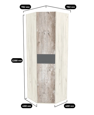 Шкаф угловой равносторонний со вставкой, фасады МДФ CG-218 L/R