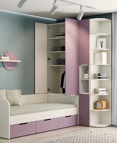 Шкаф двухдверный с фальш-панелью, фрезерованные фасады в эмали LE212.4-90