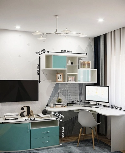 Рабочая зона с тумбой и столом Палермо для школьника