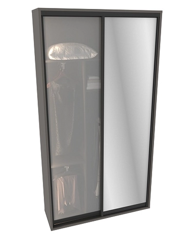 Шкаф-купе ХG140.45-3, профиль INTEGRO, фасад зеркало серебро/стекло Сатинато белое