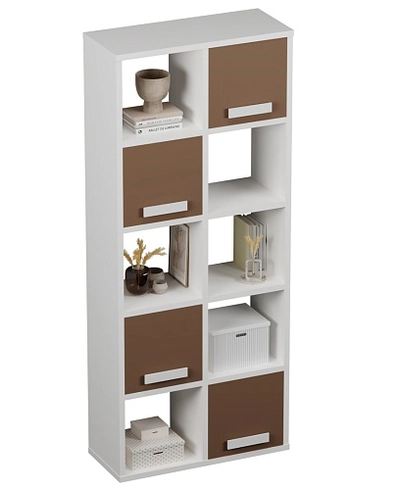 Стеллаж сквозной книжный на 10 ниш с ящиками с фасадами E810