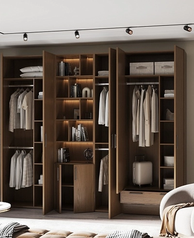 Шкафная группа, фасады наутральный шпон Лацио 98