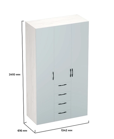 Шкаф трехдверный с ящиками глубокий L203.60