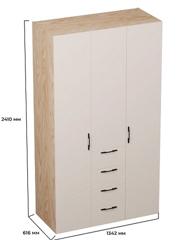 Шкаф трехдверный с ящиками глубокий L203.60