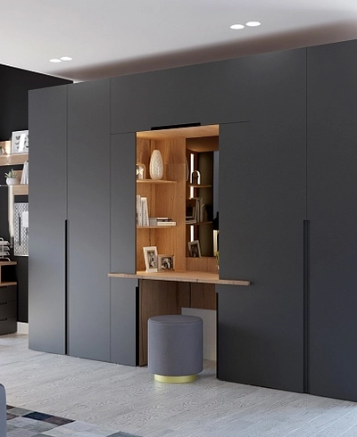 Стол туалетный с секцией и зеркалом с подсветкой, фасады в эмали LE404.60