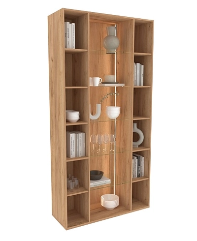 Шкаф-витрина с подсветкой, фрезерованные фасады в эмали R252