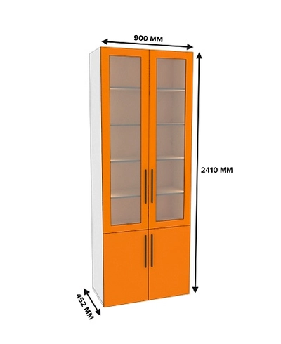 Шкаф книжный со стеклом L214S с подсветкой
