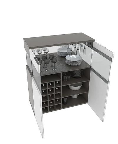 Винный шкаф с подсветкой, фасады в эмали LE200