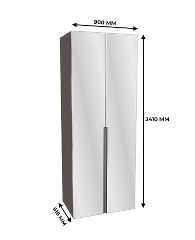 Шкаф 2 дверный с зеркалом, фасады в эмали LE210.60-2Z