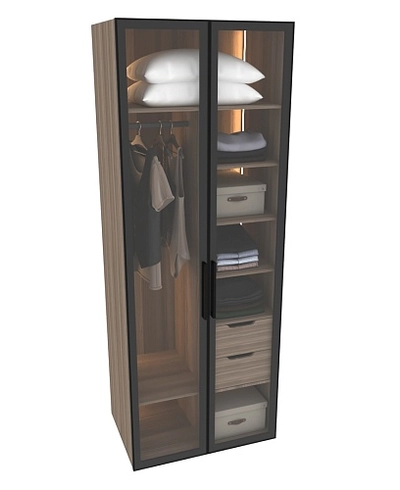 Шкаф для спальни с полками и штангой с подсветкой R210.60-4