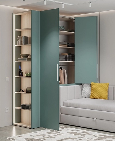 Шкаф двухдверный с фальш-стенкой и раздвижжными дверьми LG205 L/R