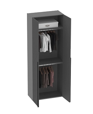 Шкаф двухдверный узкий, фрезерованные фасады в эмали LE210.44-1