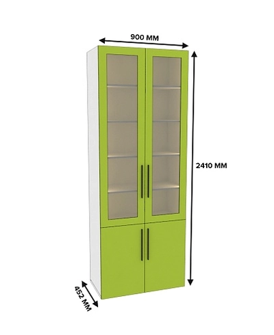 Шкаф книжный со стеклом L214S с подсветкой