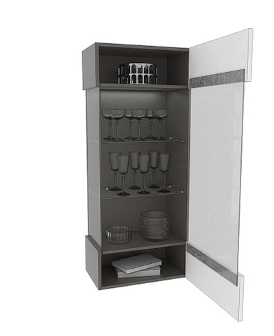 Шкаф навесной с подсветкой, фасады в эмали LE360 L/R