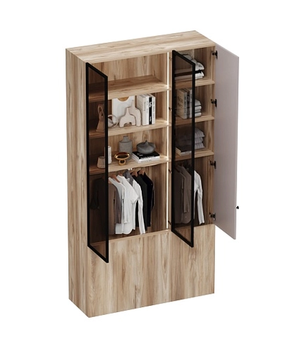 Шкаф трехдверный со стеклом в профиле с подсветкой LF212.4-120 L/R