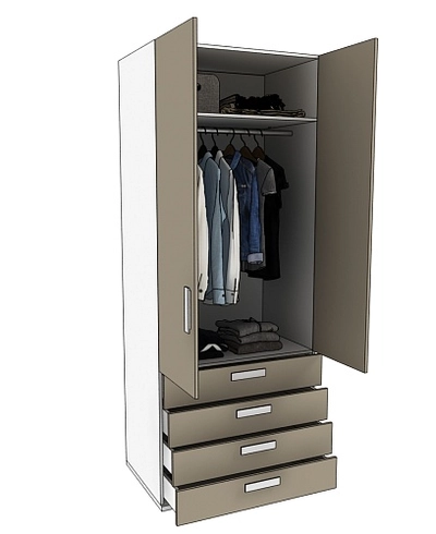 Шкаф двухдверный ,4 ящика E204