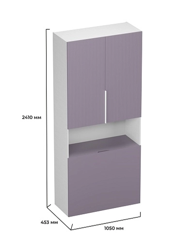 Шкаф двухдверный с фальш стенкой, фрезерованные фасады в эмали LE212.1