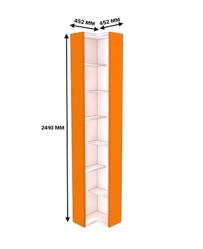 Стеллаж завершающий угловой равносторонний с подсветкой L230