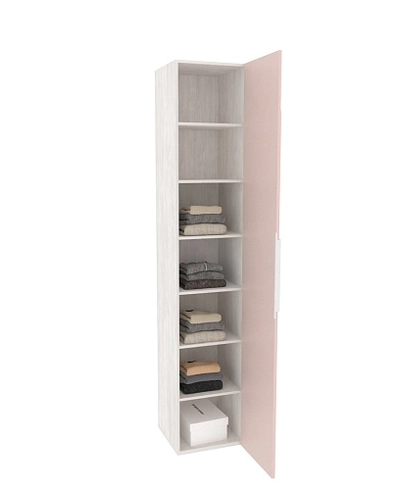 Шкаф однодверный со полками узкий, фасады в эмали LE220.44-4