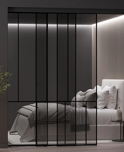 Раздвижная перегородка-купе, стекло Титан GRACE 17