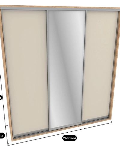 Шкаф-купе ХG246.60-3, профиль INTEGRO, фасад МДФ/зеркало серебро