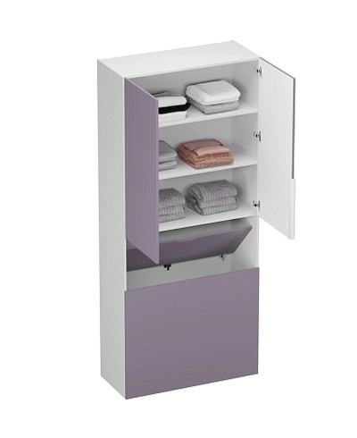 Шкаф двухдверный с фальш стенкой, фрезерованные фасады в эмали LE212.1