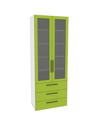 Шкаф книжный с тремя ящиками со стеклом L213S