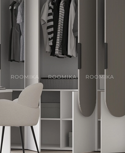 Шкаф для одежды, фрезерованные фасады в эмали LЕ251.60-2 L/R