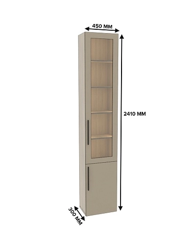 Шкаф книжный со стеклом L241 с подсветкой