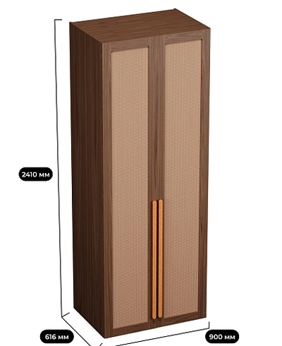 Шкаф двустворчатый, фасады натуральный ротанг  L210.60-4