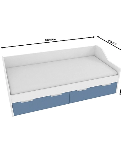 Кровать односпальная, фасады в эмали LE902.200, 90x200