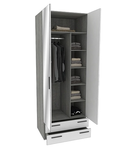 Шкаф двустворчатый с ящиками с зеркалом LG-211.60Z