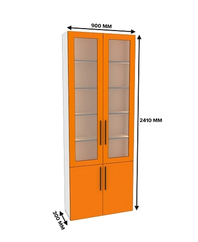 Шкаф книжный со стеклом L240 с подсветкой