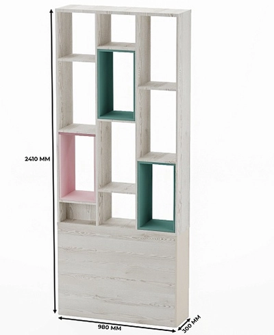 Стеллаж-тумба перегородка со вставками L239.90