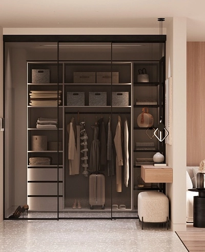 Перегородка для зонирования, стекло Титан GRACE 2