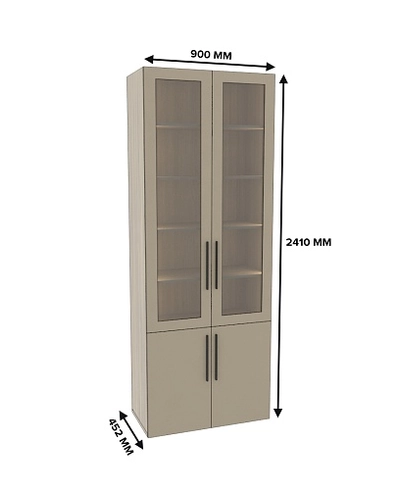 Шкаф книжный со стеклом L214S с подсветкой