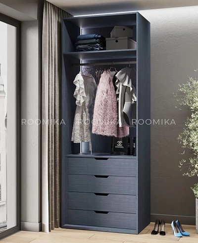 Шкаф для спальни с четырьмя ящиками и штангой с подсветкой R210.60-3