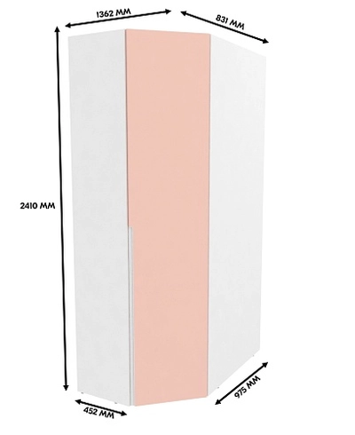 Шкаф угловой, фасады в эмали LE209.44 L/R