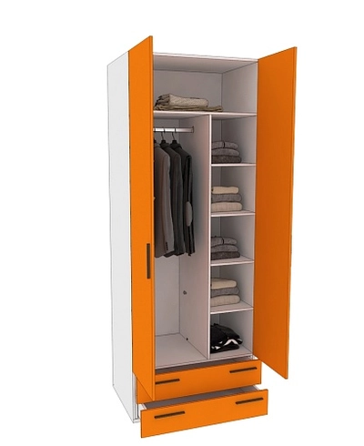 Шкаф двухдверный с ящиками глубокий L211.60