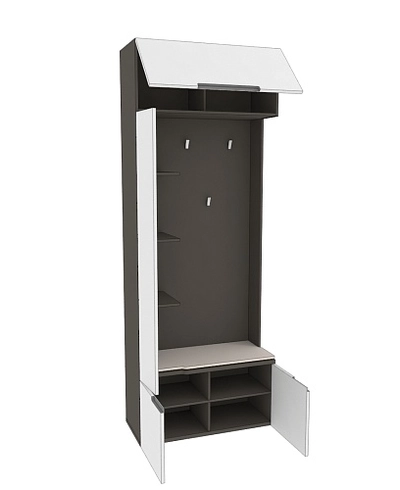 Секция с вешалкой и полками, фасады в эмали LE409 L/R