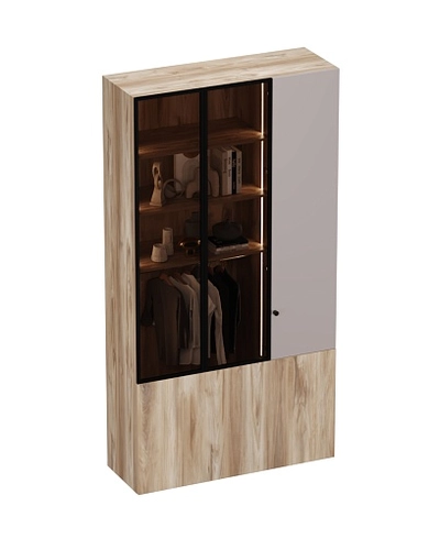 Шкаф трехдверный со стеклом в профиле с подсветкой LF212.4-120 L/R