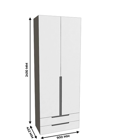 Шкаф 2 дверный с ящиками, фасады в эмали LE211.44