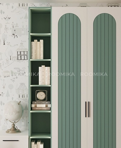 Шкаф двухдверный узкий, фрезерованные фасады в эмали LE210.44-1