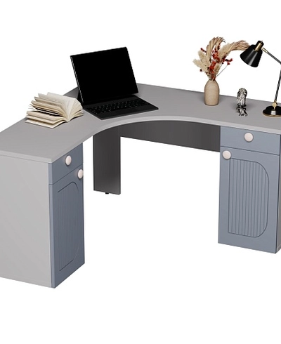 Cтол угловой равносторонний, фрезерованные фасады в эмали LE716