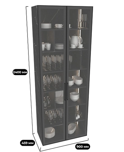 Шкаф-стеллаж со стеклянными фасадами с подсветкой R212