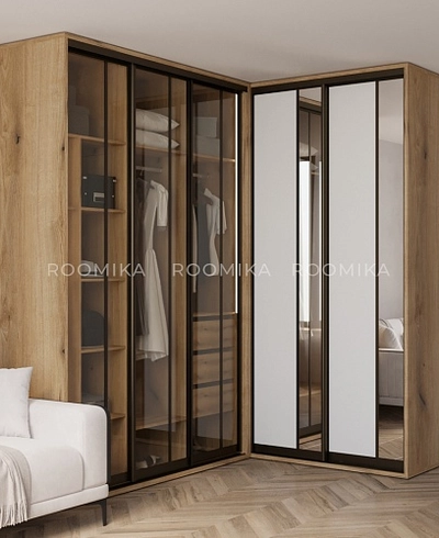 Шкаф-купе ХG182.60-1, профиль INTEGRO, фасад МДФ/зеркало серебро