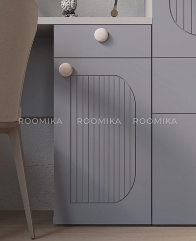 Шкаф двухдверный узкий, фрезерованные фасады в эмали LE210.44-1