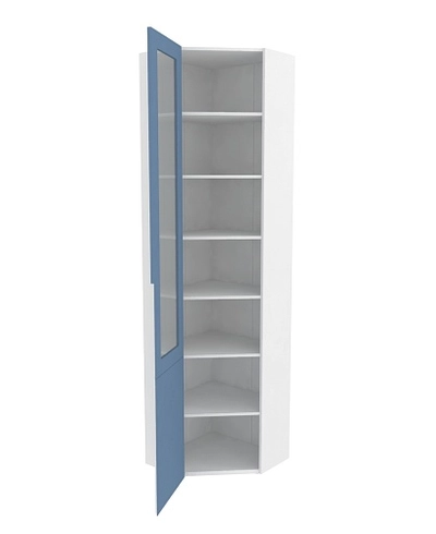 Шкаф угловой книжный со стеклом, фасады в эмали LE247