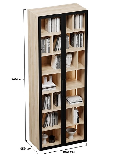 Шкаф-стеллаж со стеклянными фасадами с подсветкой R212