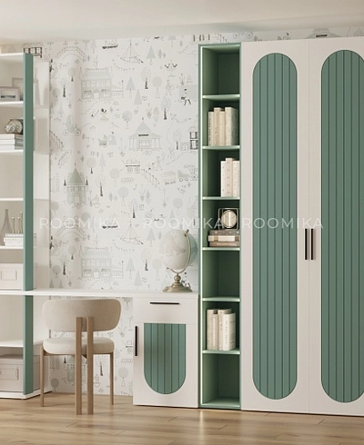 Стол-стеллаж, фрезерованные фасады в эмали LE403.44 L/R